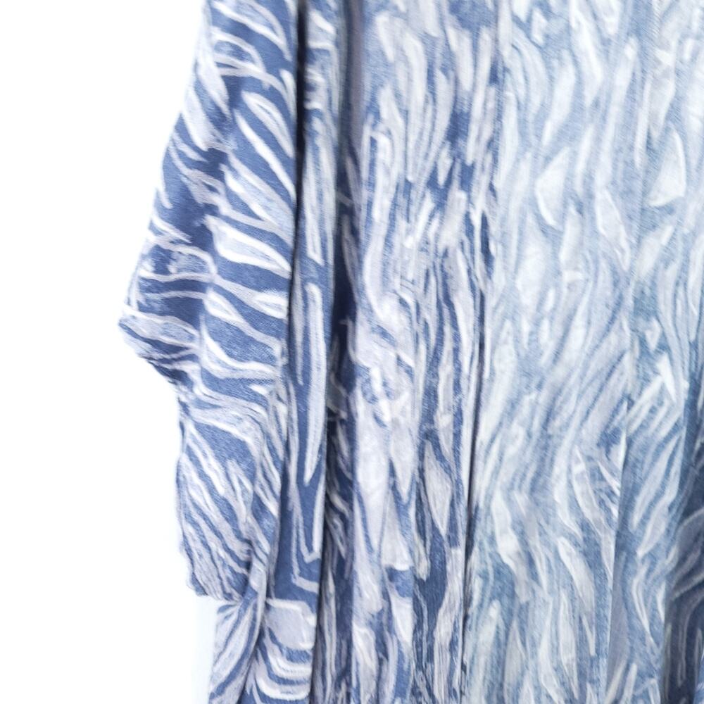 Final Touch Kimono Medium Open Front Long Length Blue White Swim Coverup Flowy - Picture 5 of 7